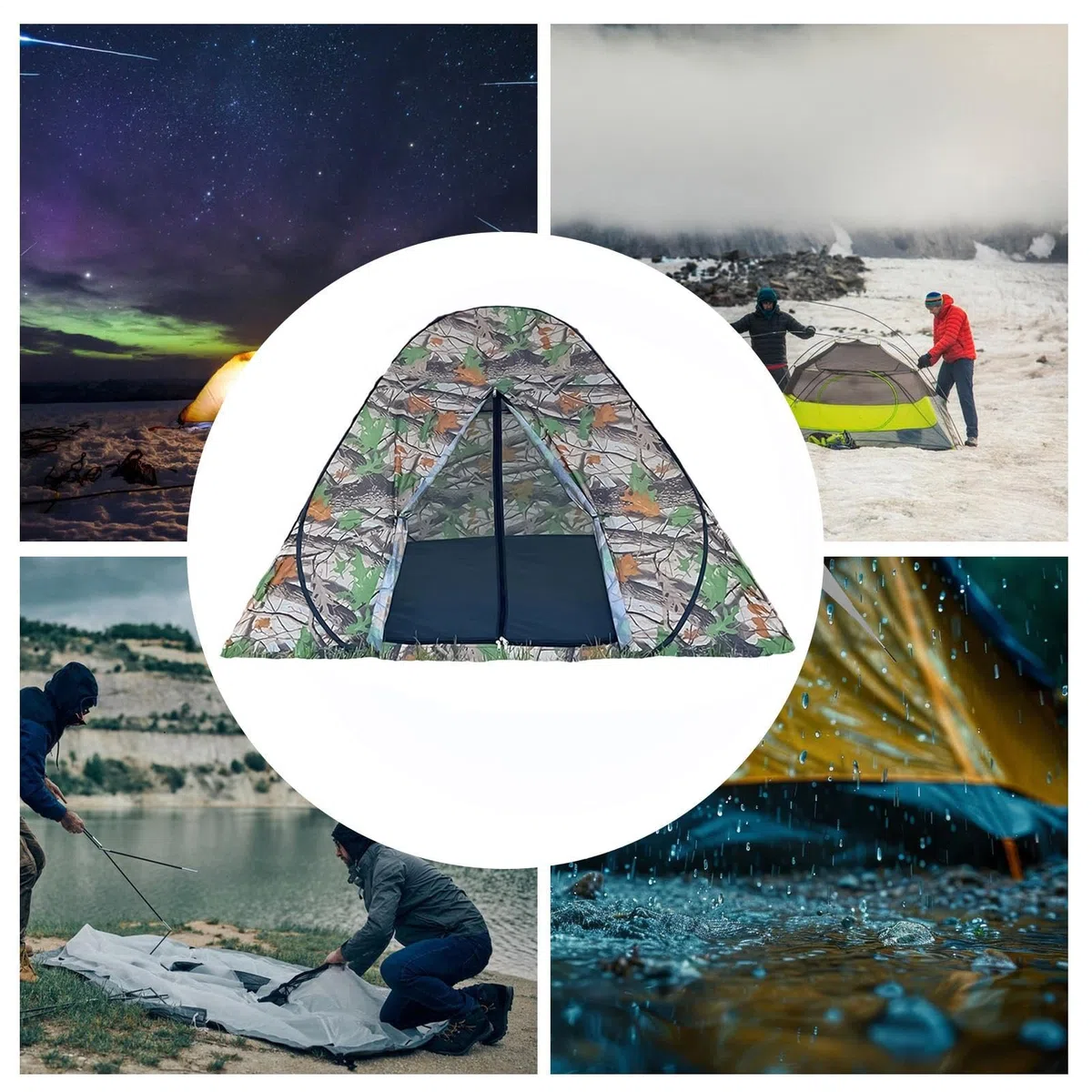 Namiot campingowy | W Pełni Automatyczny Składany Wiatroszczelny Daszek,Namyt turystyczny ze wzorem kamuflażu | Sport, outdoor, plaża, rodzina, piknik, wędrówki, wędkarstwo, podróże,