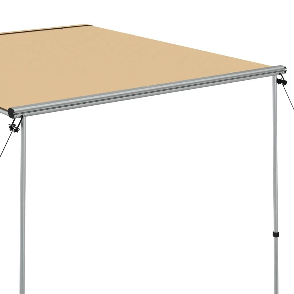 Markiza do przyczep kempingowych, beżowa, wykonana z aluminium i poliestru 160 g, 2,4 x 2,5 x 2,15 m, wodoszczelna torba do przechowywania na kempingu, podczas aktywności na świeżym powietrzu