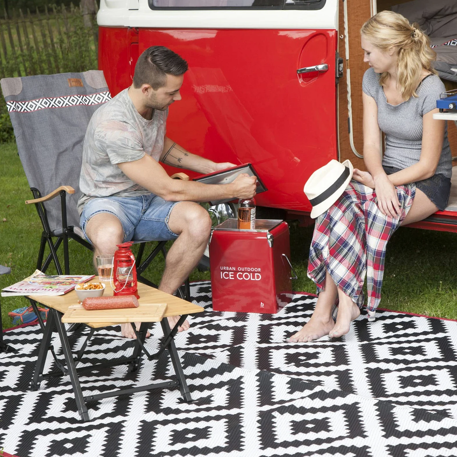 Bo-Camp Urban Outdoor Unisex Greenwich Retro chłodnica, czerwona, jeden rozmiar
