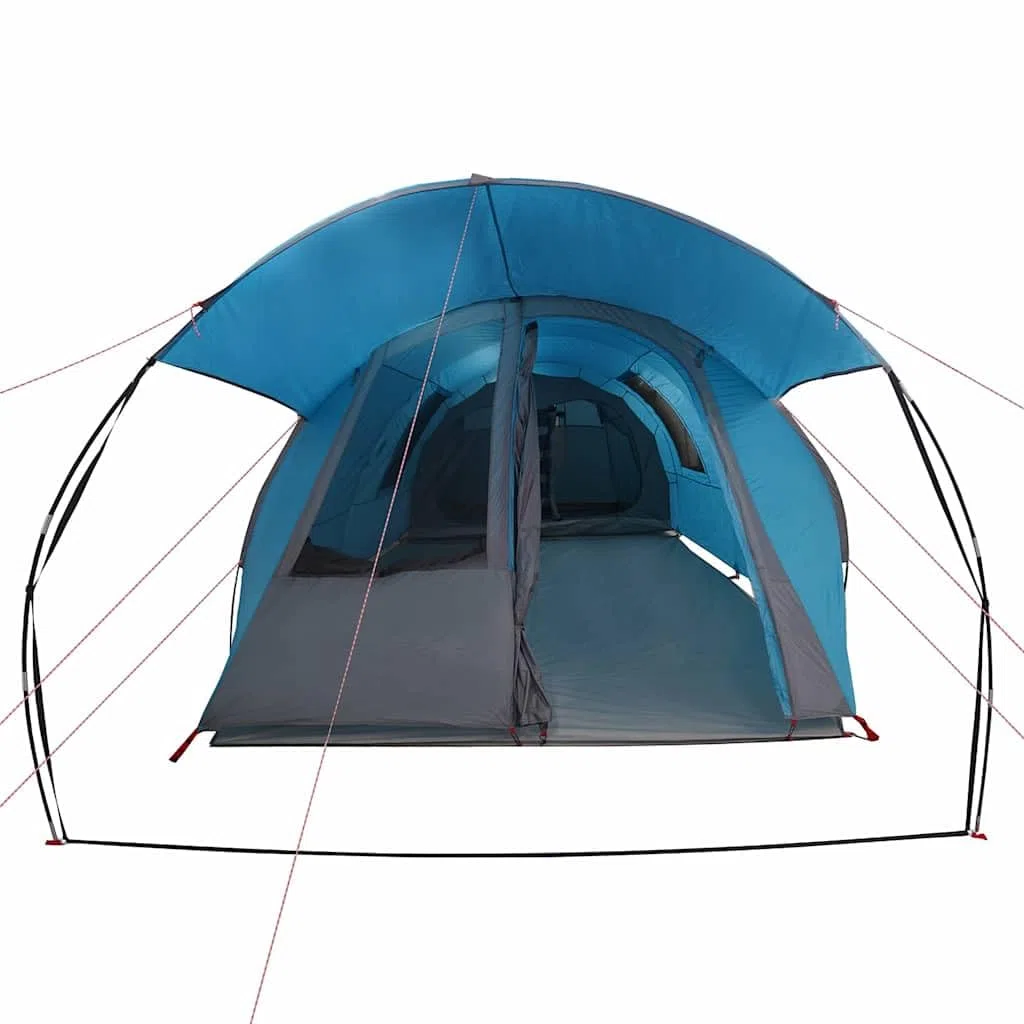 Namiot tunelowy dla 4 osób, niebieski, szary, poliester 185T, powlekany PU, 740 x 370 x 220 cm, wodoszczelny, odporny na promieniowanie UV, namiot kempingowy, namiot kempingowy, namiot dla 4 osób