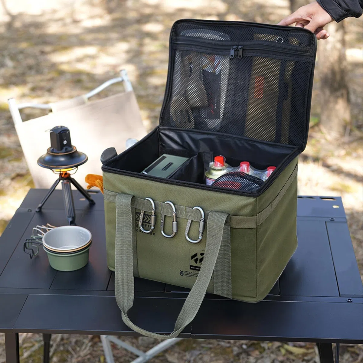 Torba kempingowa do przechowywania - 42 l, obozowe pudełko kuchenne, wytrzymała z uchwytami, składana organizacja, pojemnik wielokrotnego użytku, do podróży, siłowni, kuchni, pralni, przeprowadzki
