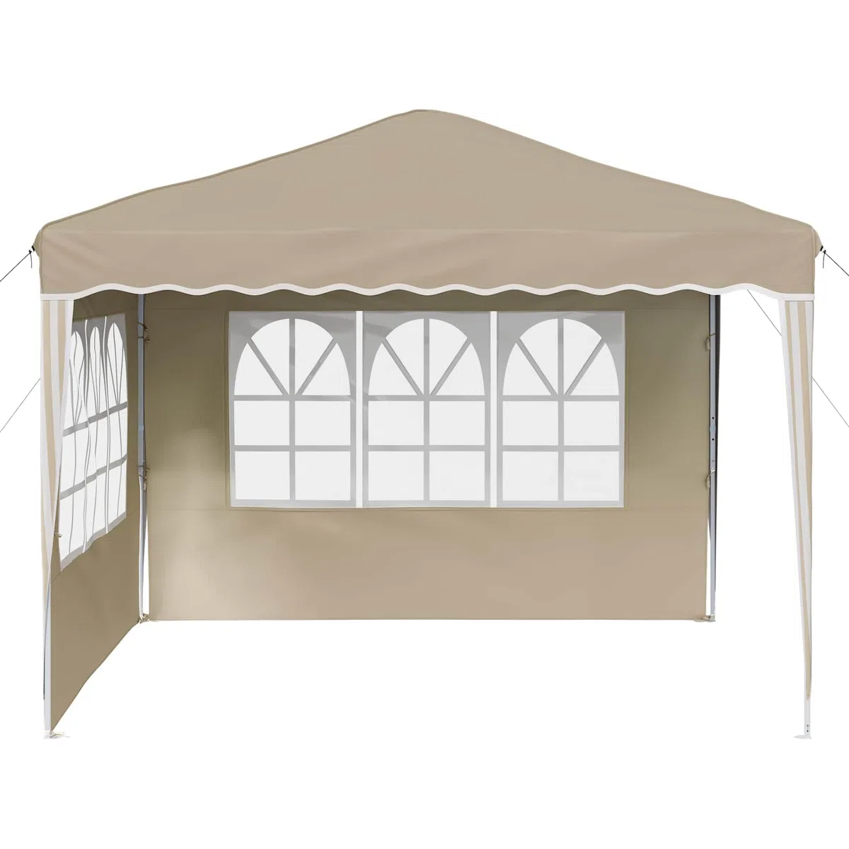 Namiot imprezowy Pop-up 288 x 288 x 245 cm, kremowy materiał Oxford, namiot ogrodowy, odporny na działanie warunków atmosferycznych, z ochroną przed promieniowaniem UV, częściami bocznymi