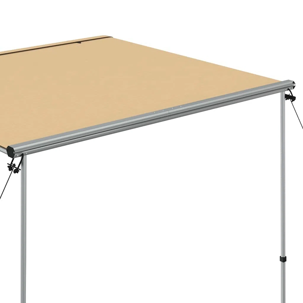 Markiza do przyczep kempingowych, beżowa, 2,4 x 2 x 2,15 m, wykonana z aluminium i poliestru 160 g, ochrona przed promieniowaniem UV, na kemping, do aktywności na świeżym powietrzu, festiwalu