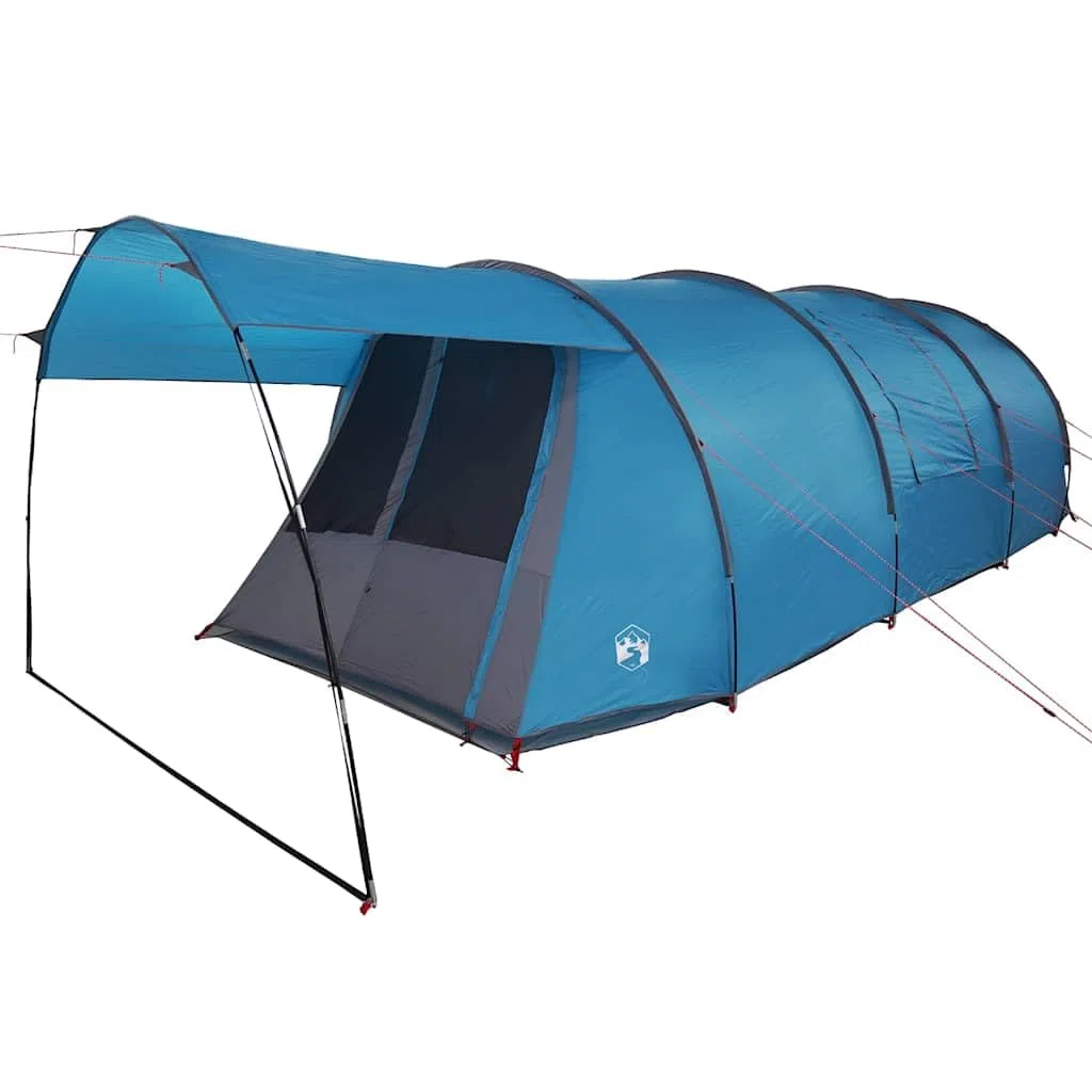Namiot tunelowy dla 4 osób, niebieski, szary, poliester 185T, powlekany PU, 740 x 370 x 220 cm, wodoszczelny, odporny na promieniowanie UV, namiot kempingowy, namiot kempingowy, namiot dla 4 osób