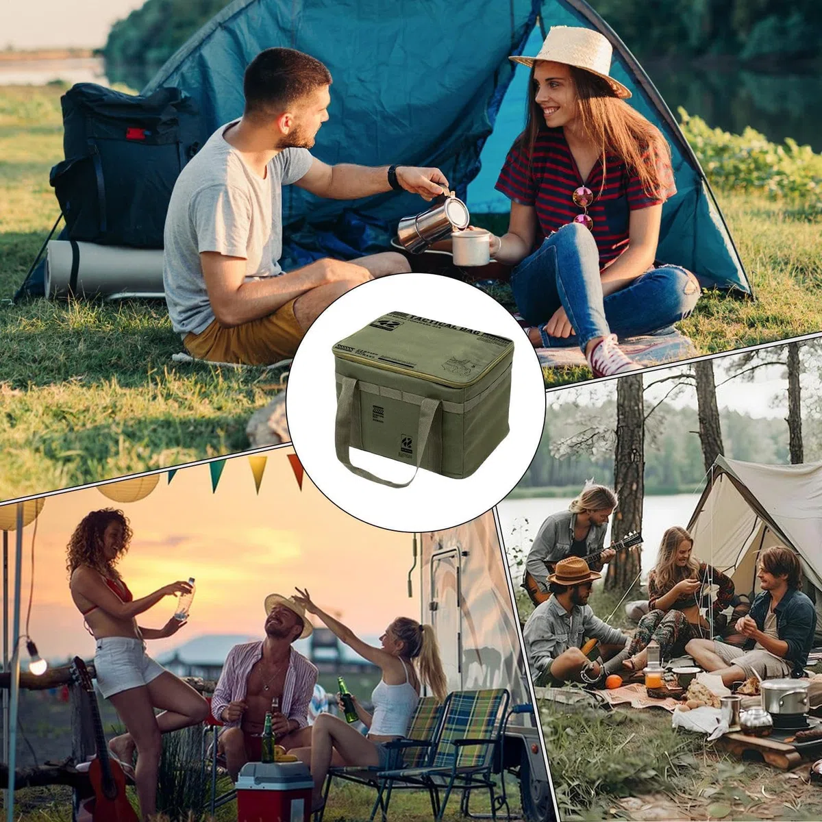Torba kempingowa do przechowywania - 42 l, obozowe pudełko kuchenne, wytrzymała z uchwytami, składana organizacja, pojemnik wielokrotnego użytku, do podróży, siłowni, kuchni, pralni, przeprowadzki
