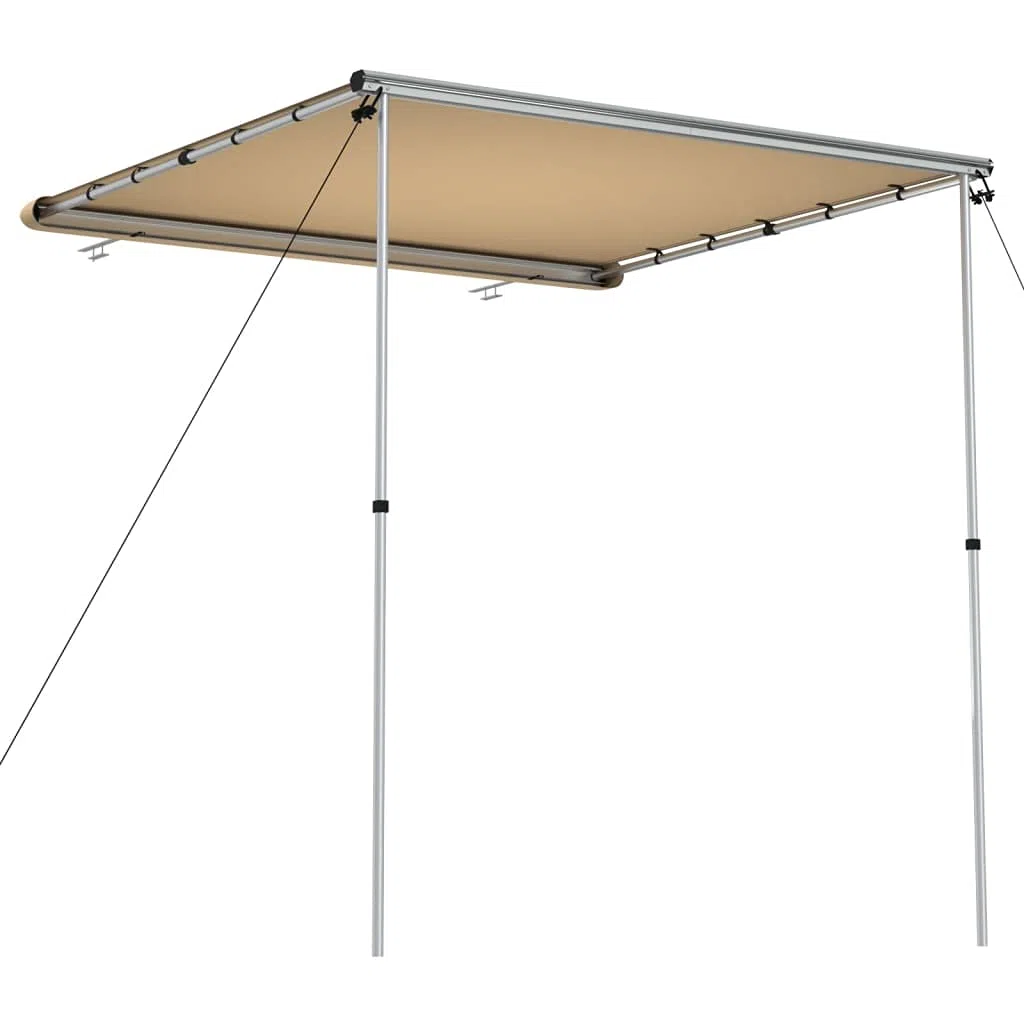 Markiza do przyczep kempingowych, beżowa, 2,4 x 2 x 2,15 m, wykonana z aluminium i poliestru 160 g, ochrona przed promieniowaniem UV, na kemping, do aktywności na świeżym powietrzu, festiwalu